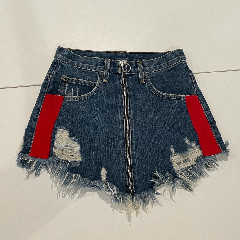 LF carmar beatrice denim zip up mini skirt